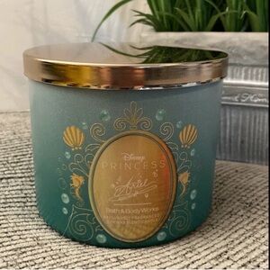 Bath & Body Works Disney Princess Ariel Teal and Gold 3-Wick Candle NEW